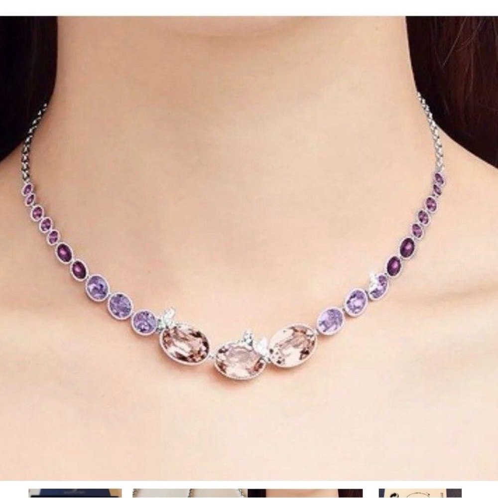 Swarovski Purple and Champagne Crystal Necklace